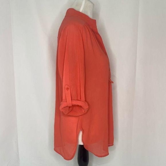 Women’s size large akira Chicago red label lightweight salmon color blouse - Picture 4 of 7